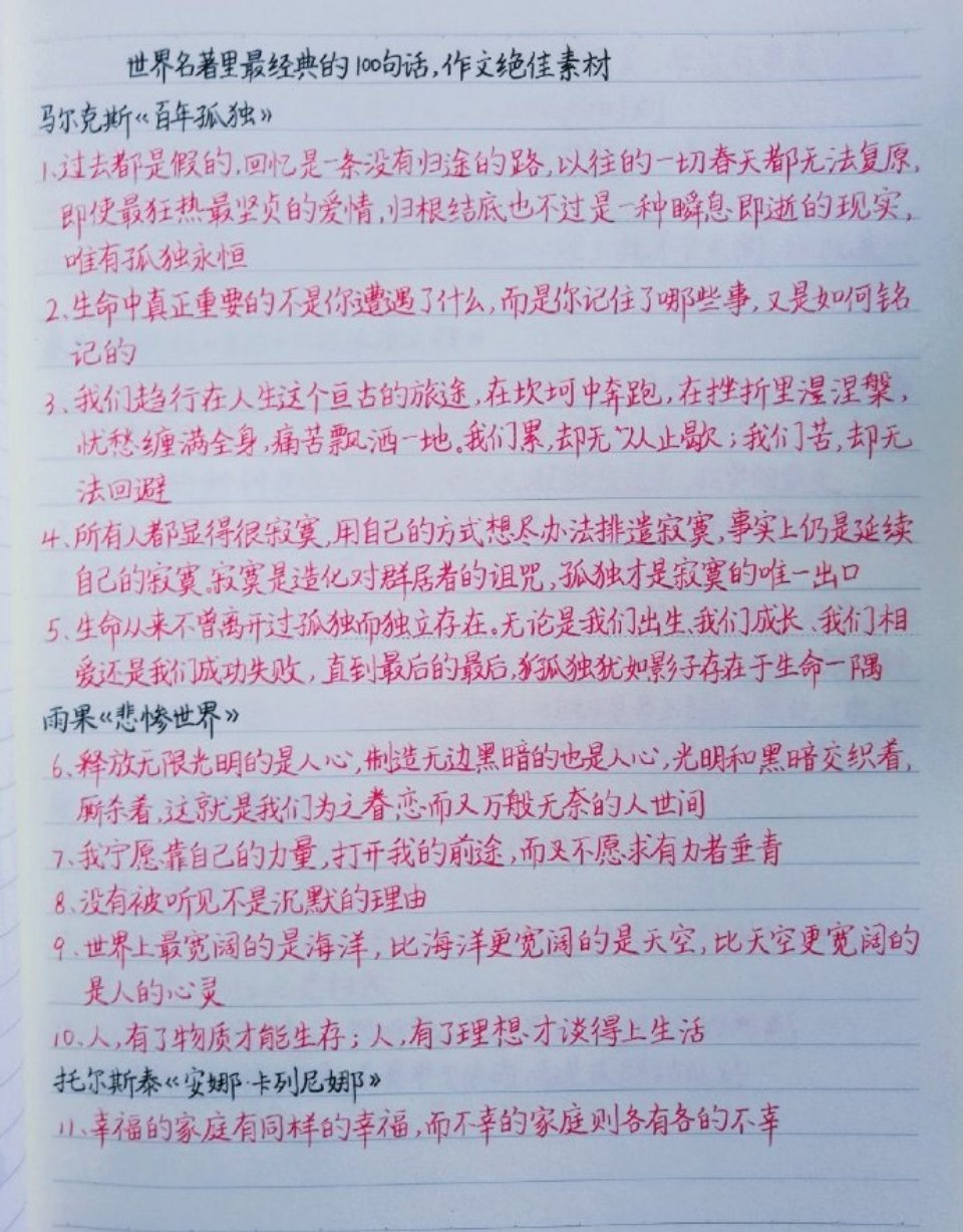 世界名著里最经典的100句话。🧡