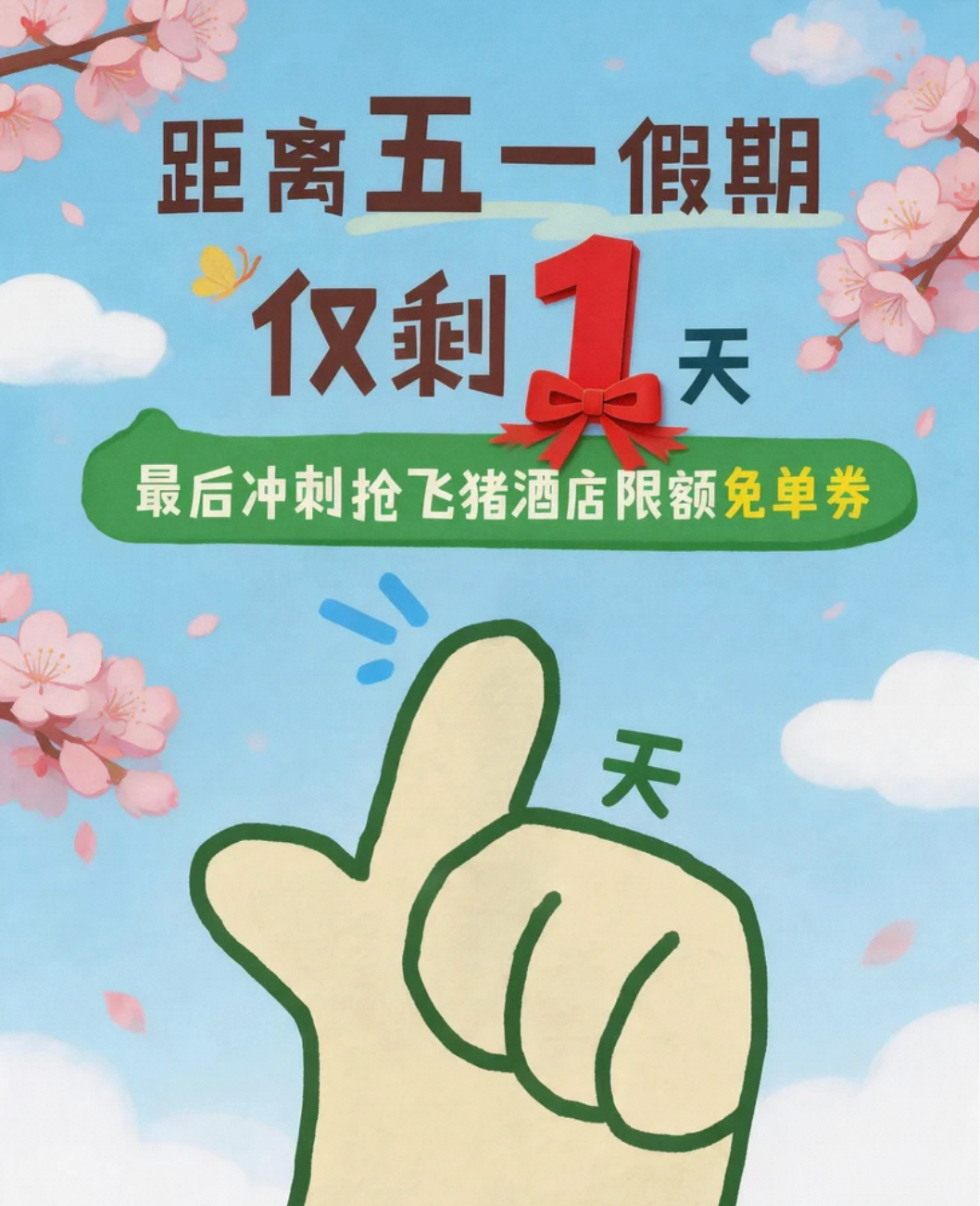 飞猪免单五一前最后冲刺 五一小长假来了，你不会还没做好攻略吧？忙碌了几个月，终于