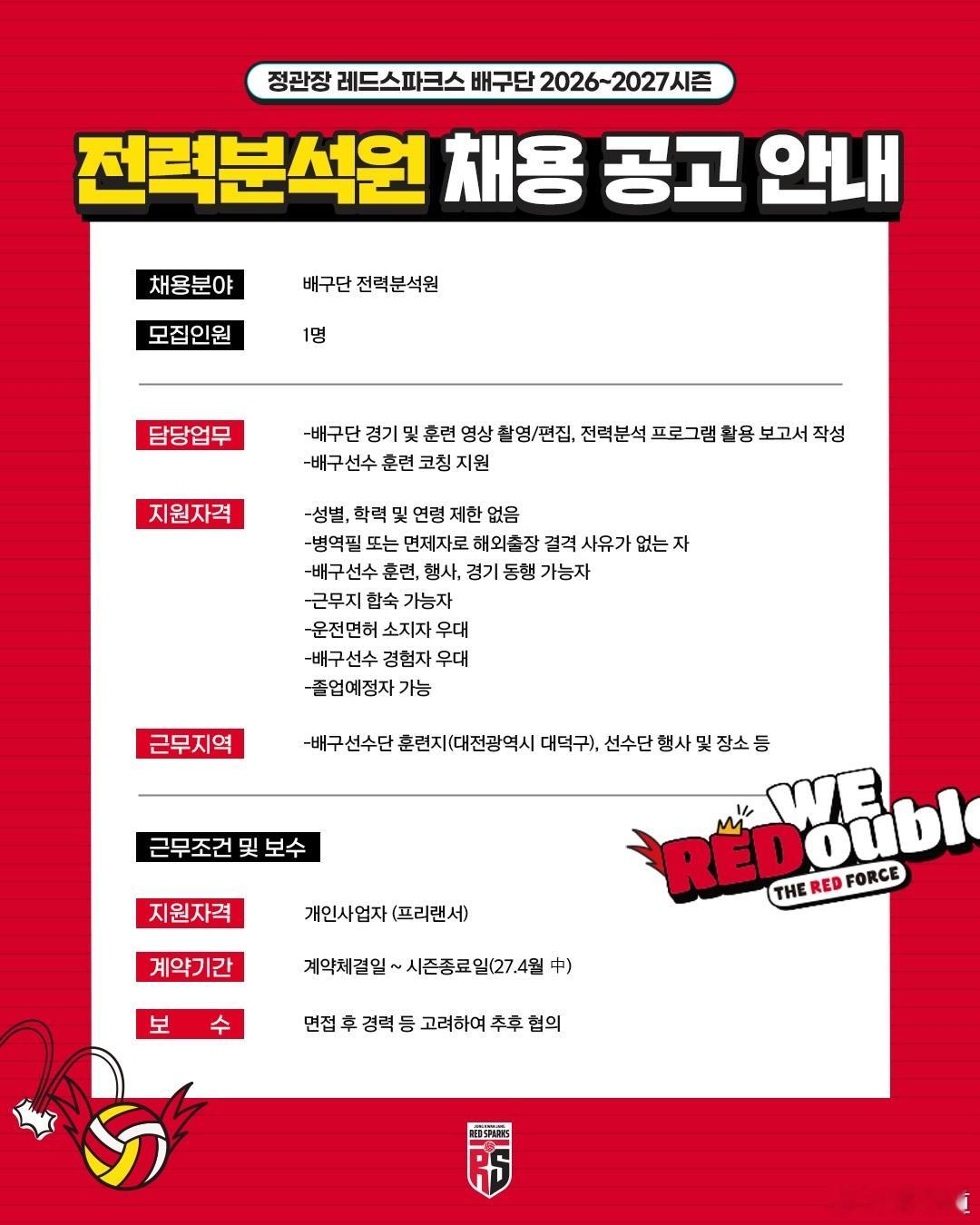 国际排坛动态仲慧仲慧所效力的正官庄俱乐部正在招聘战术分析员 ✔ 招聘领域：排球俱