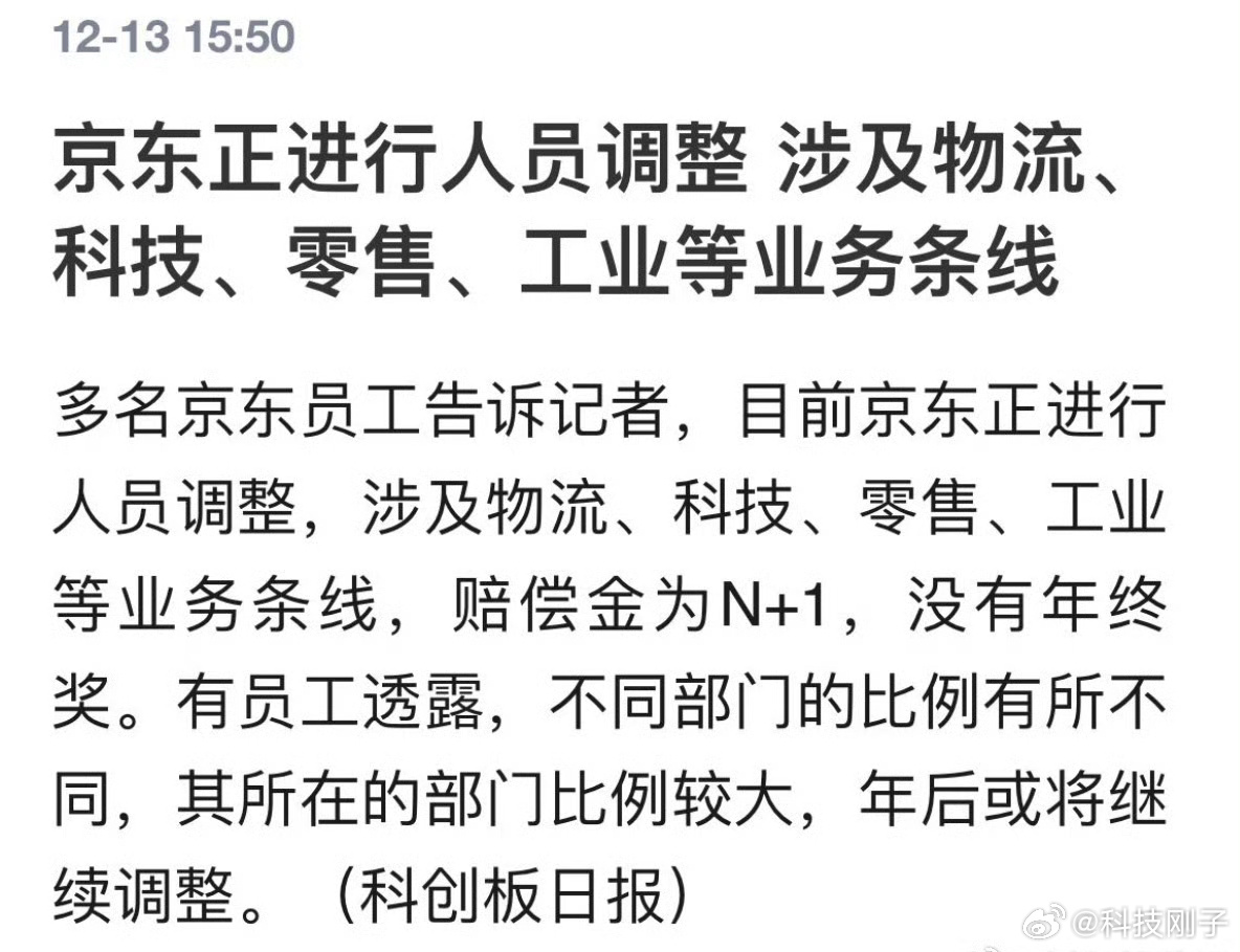 京东年底开始裁员？有N+1赔偿，没有年终奖。 ​​​