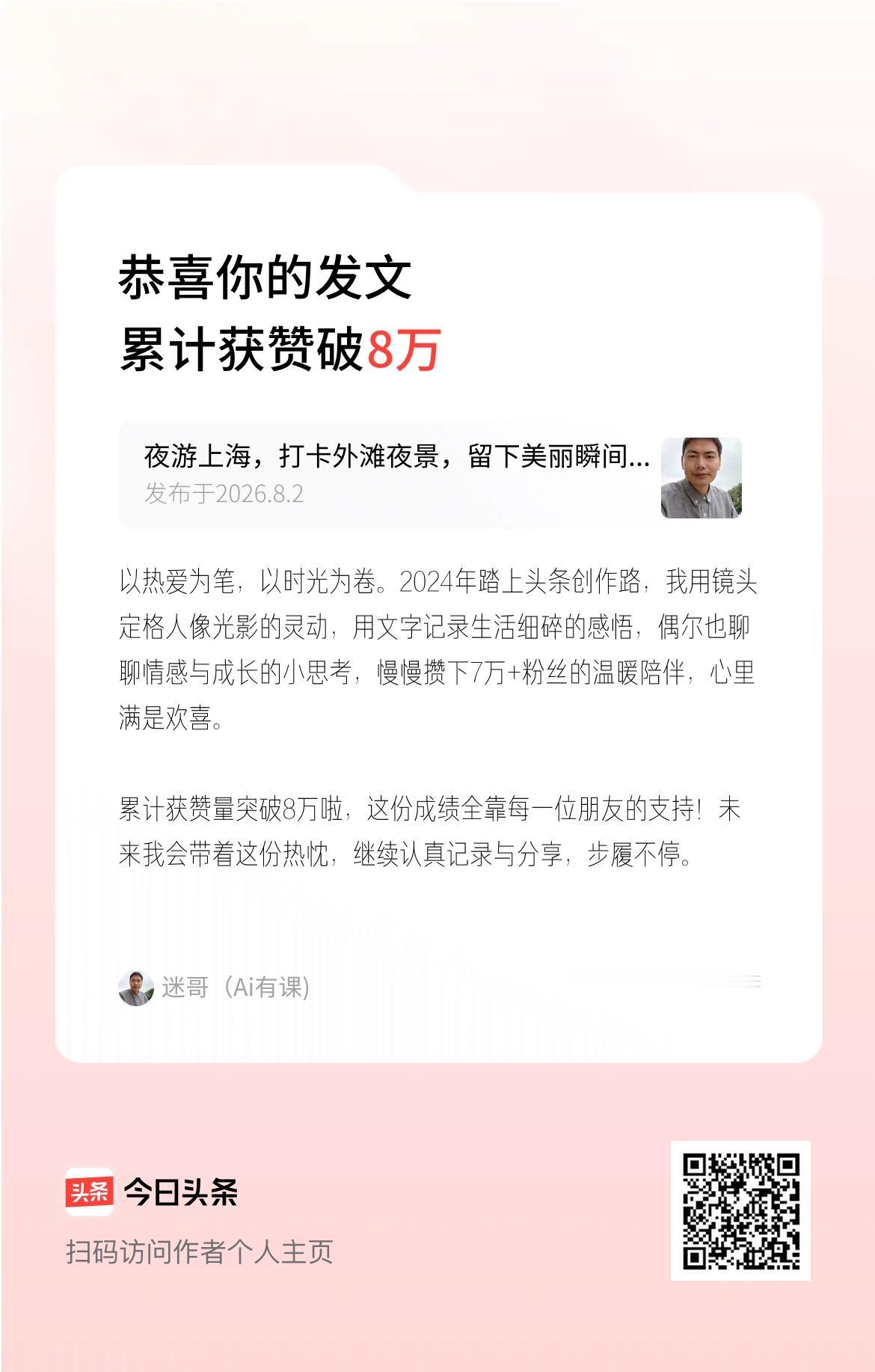 以热爱为笔，以时光为卷。2024年踏上头条创作路，我用镜头定格人像光影的灵动，用