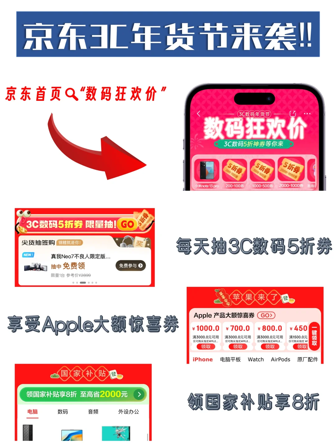 京东3C年货节来袭❗❗数码五折券直接抽❗