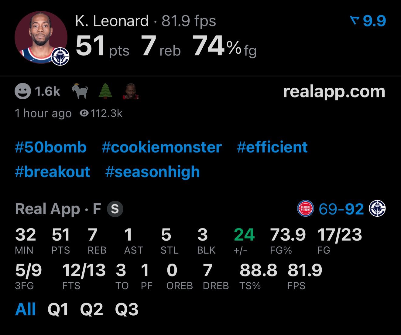 ▲没法喷，伦纳德这个确实强 