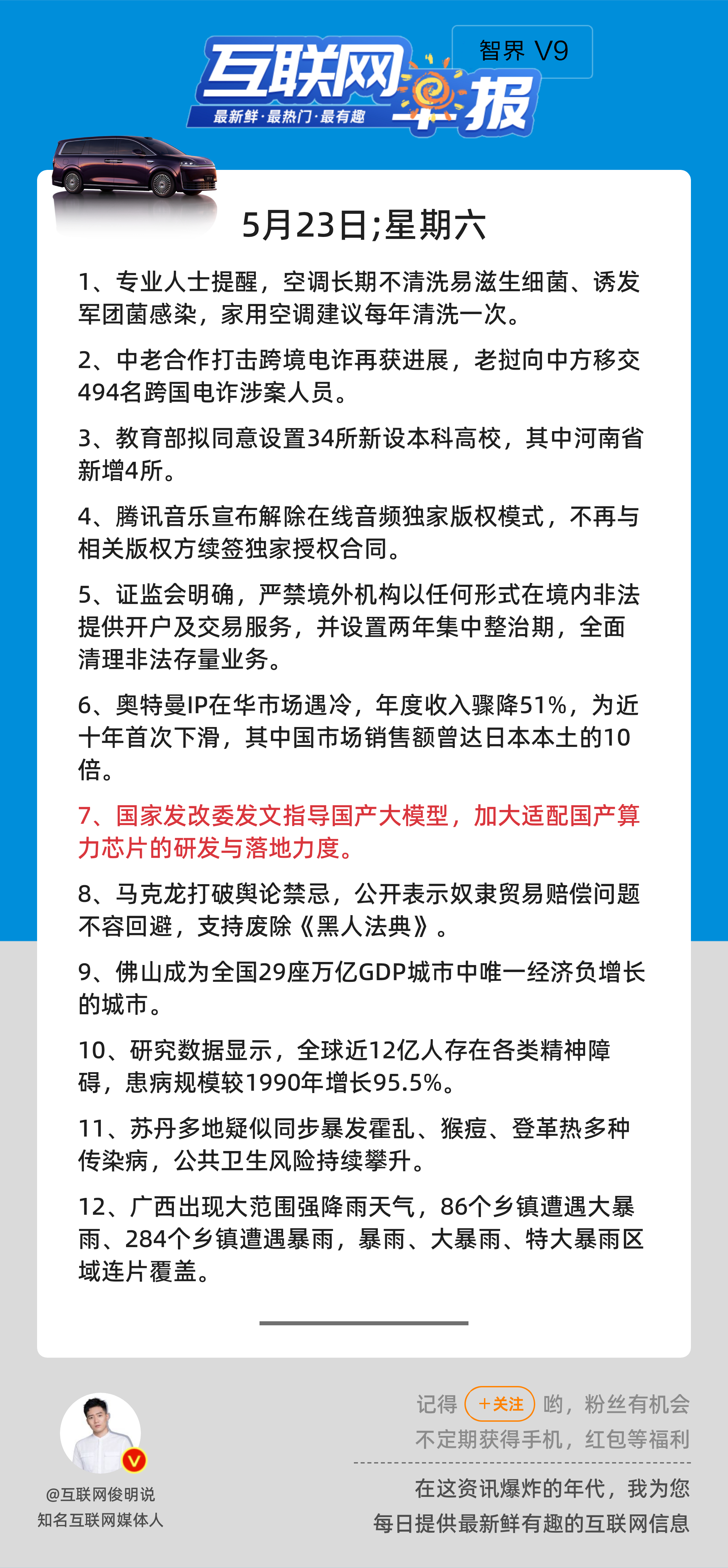 5月23日，星期六，《第3147期》；互联网早报，众览天下事关心第7条：国家发改
