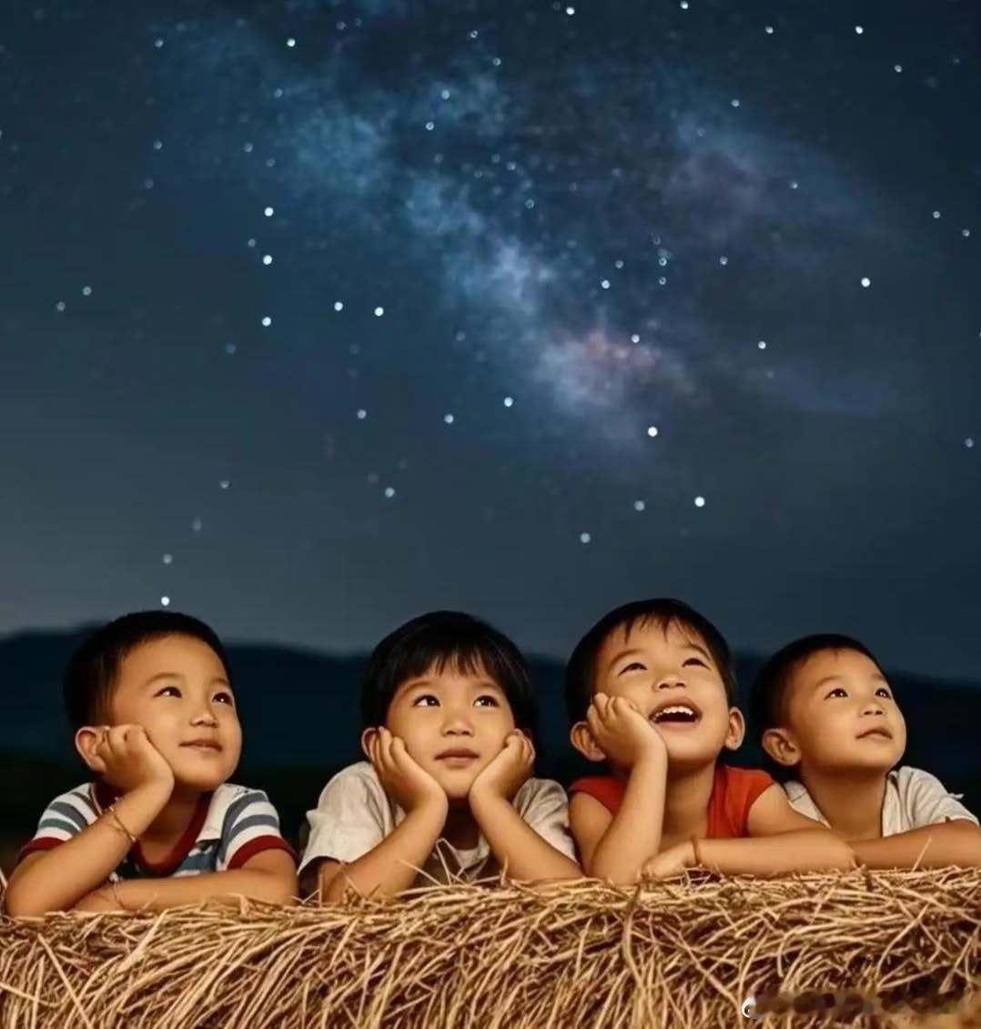 原创诗词[超话]儿时家乡夏夜野阔星垂接檐平，孩童数倦梦初成。蝉歇蛙噪月如洗，夏夜