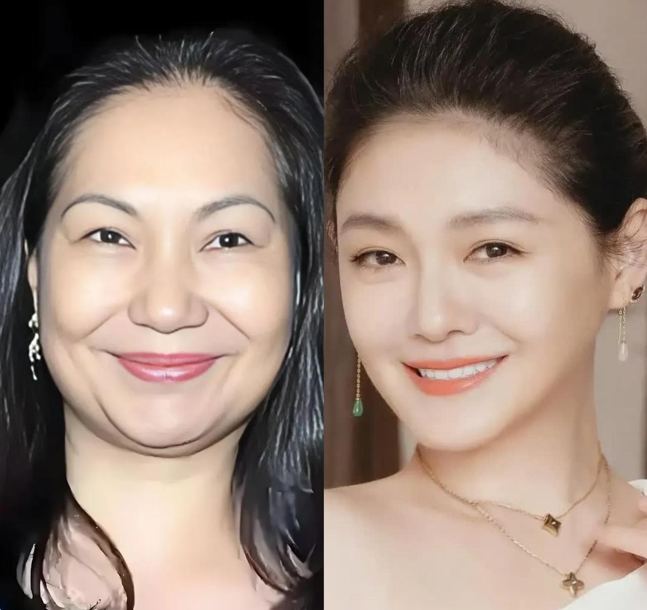 大S妈妈黄春梅，单看五官和脸型就透着一股十足的富态与福相，整个人圆润舒展，一看就