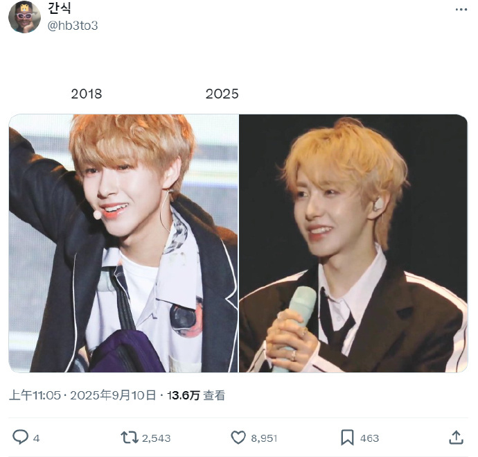 推热转，黄仁俊2018 VS 2025 ​​​，这有什么区别 ​​​
