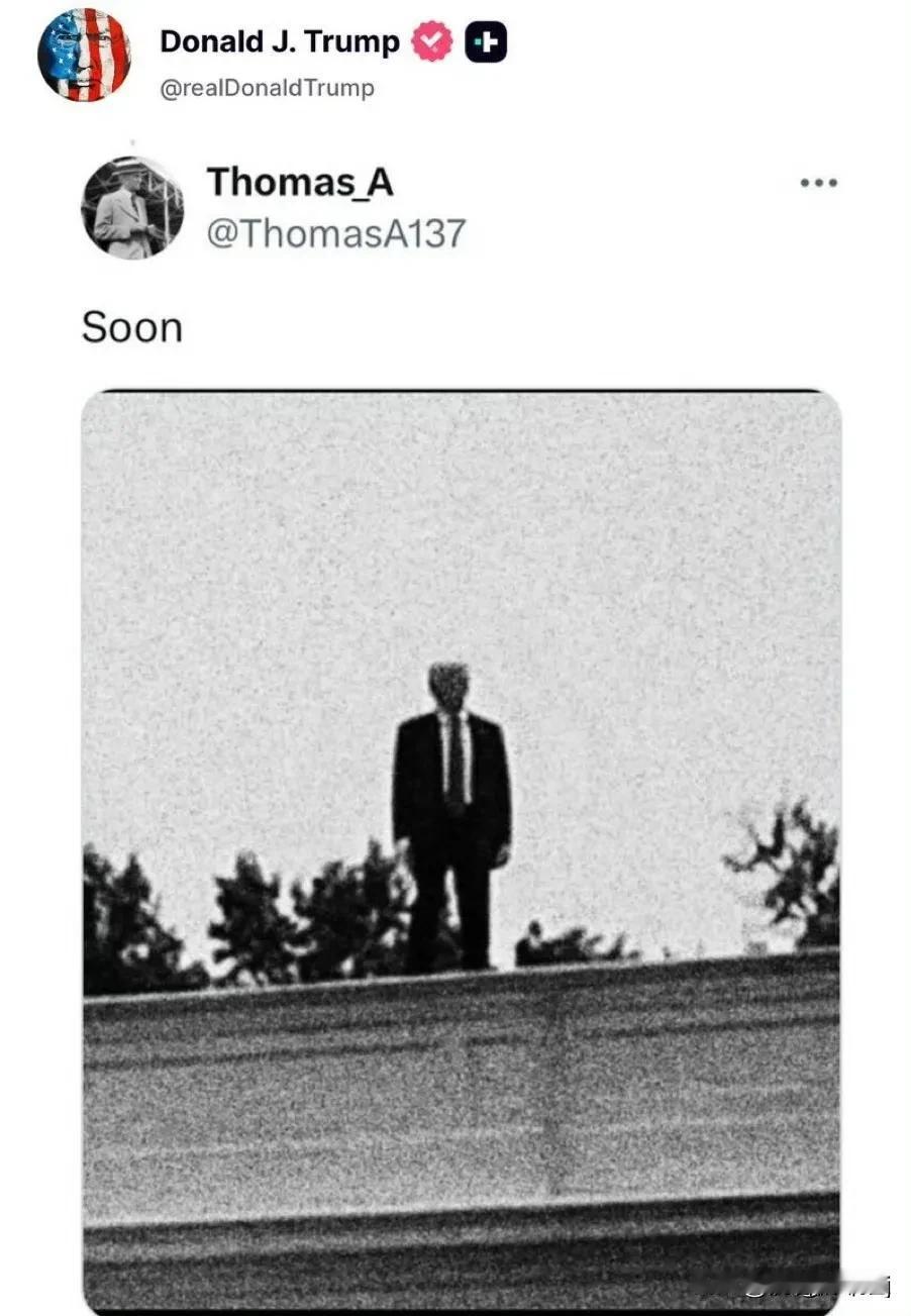 老特又玩深沉了。在社交媒体上转发了用户Thomas_A发布的内容，包含“Soon