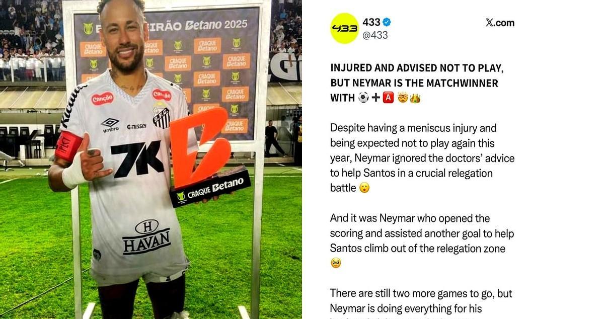 内马尔这次是真的“不要命”了！
十字韧带还没养好就敢硬上场踢保级战，这一场球确实