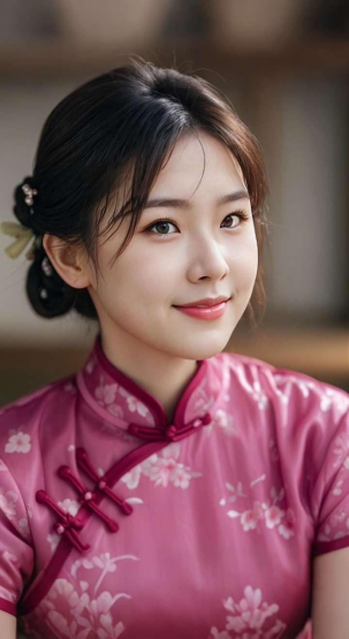 AI扩图 AI艳粉微笑