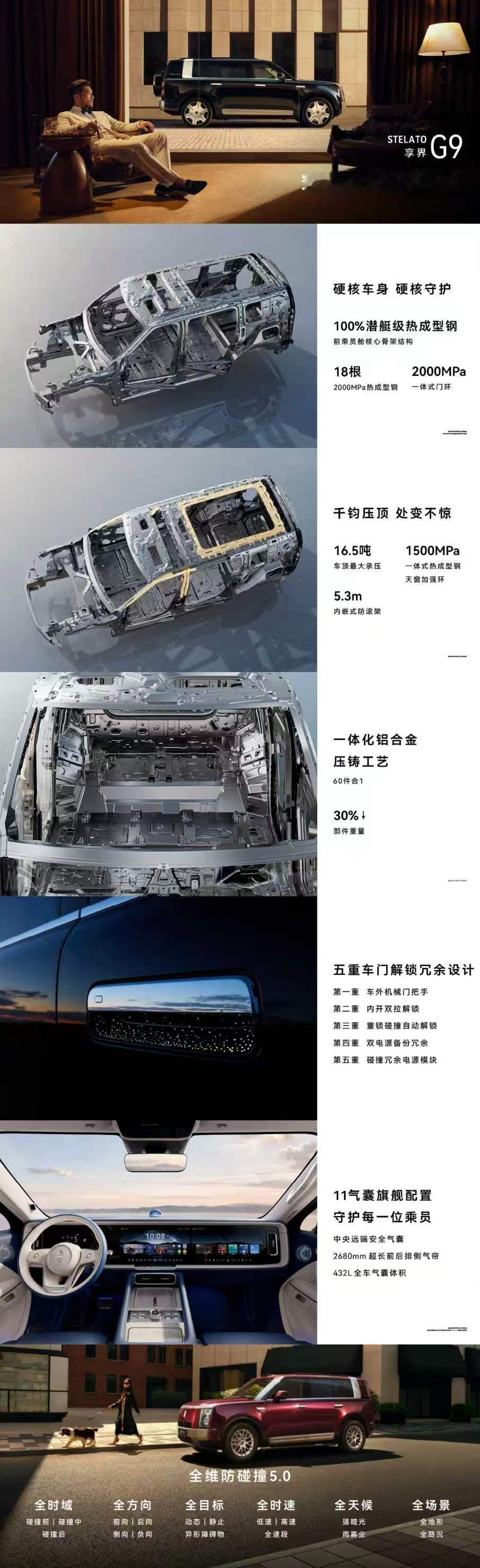享界G9发布会享界G9首发华为全地形途灵平台，配备双阀连续可变阻尼减振器、集中供