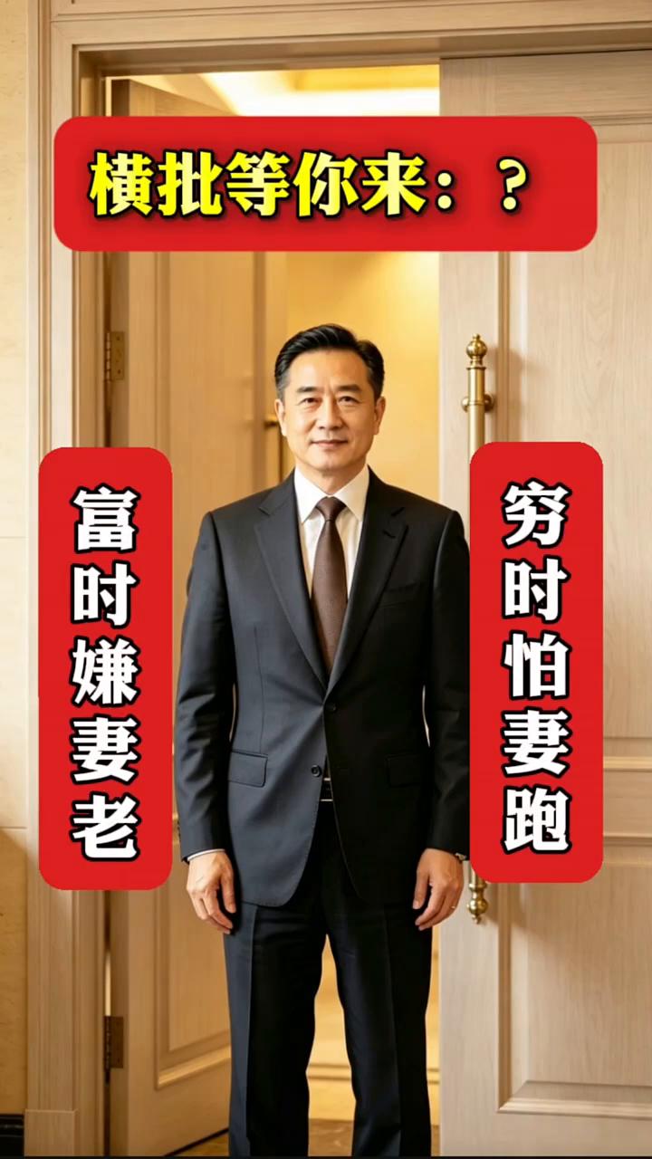 横批等你来：穷时怕妻跑，富时嫌妻老。