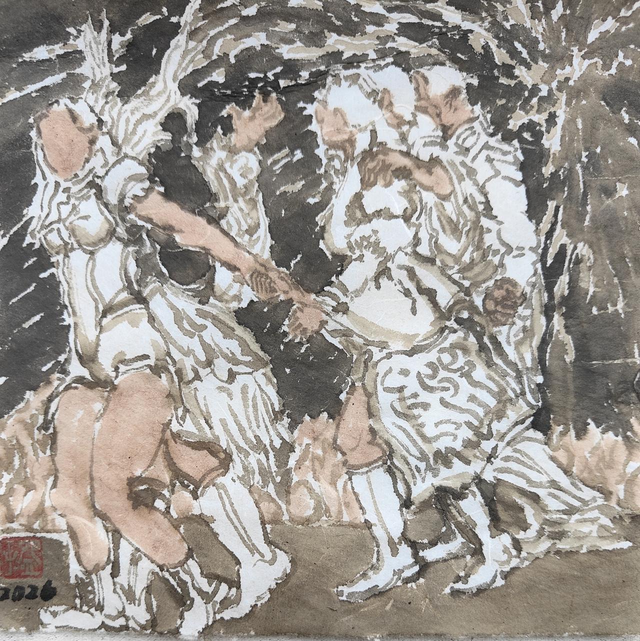 碗子的纸片水墨《银花》