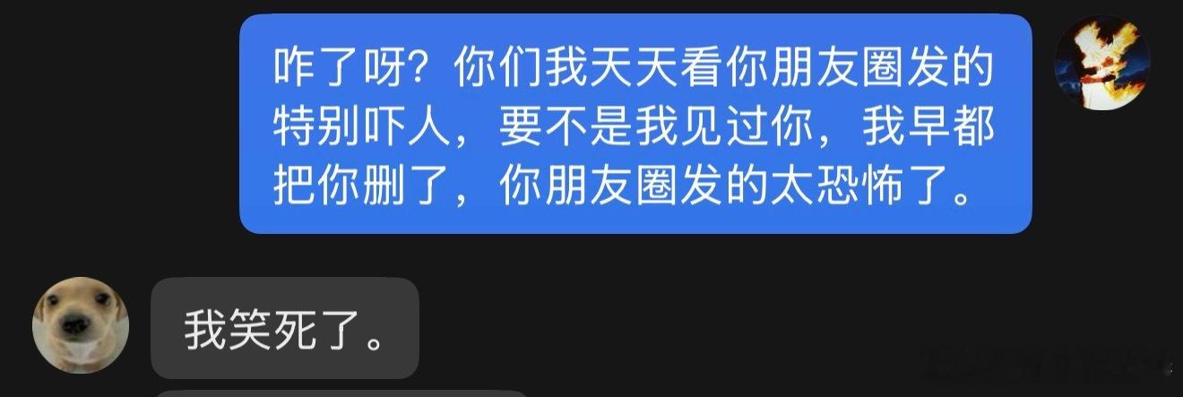 我加了几个地雷系的人，他们朋友圈发的东西都特别吓人，要不是见过我这个朋友，我早都