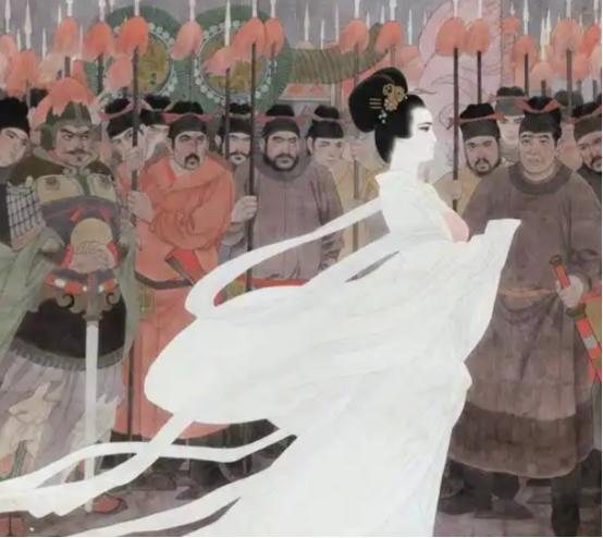 杨贵妃死后，用褥子包裹，草草葬于路边。第二年唐玄宗下令改葬，不料挖开坟墓，她的尸