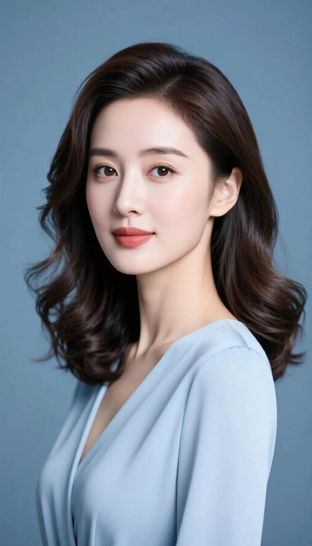 温柔甜美的气质女神，浅蓝色连衣裙搭配自然妆容，优雅动人！💕✨