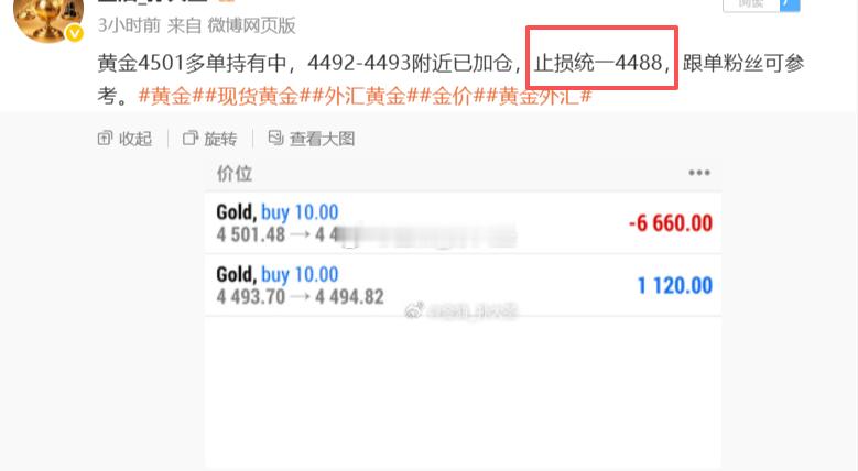 多单止损调整安排在4488是有原因，每一单策略甚至每一个点位都并非随意给出，一定