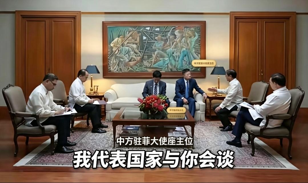 驻菲汉使霸气！中方驻菲大使与菲总统会谈，值得关注的是方式座位安排，仁爱礁冲突成为