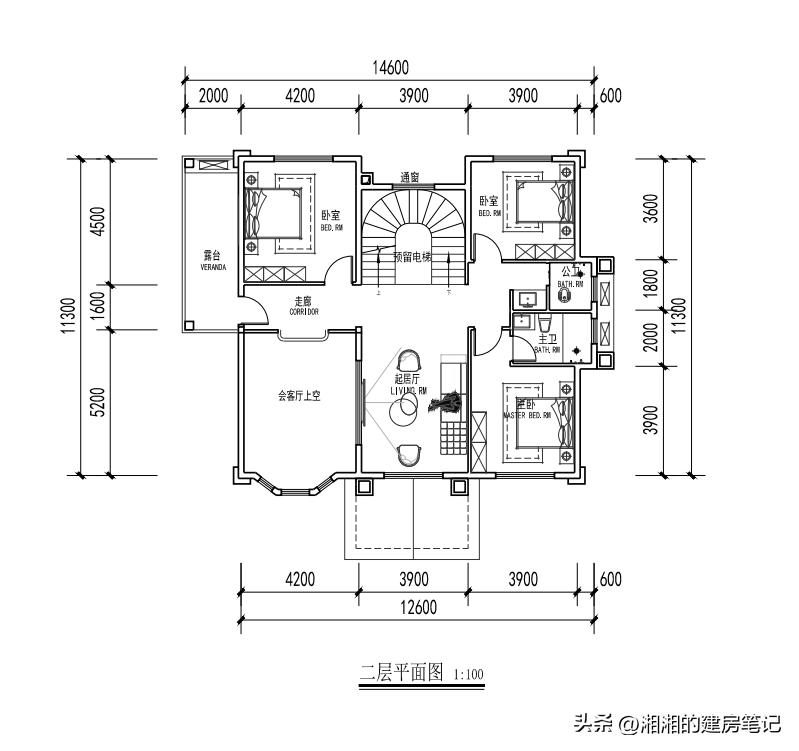 粉丝（李姐）定制150平方两层自建房，挑空大客厅+5房+超大露台，太适合农村了。