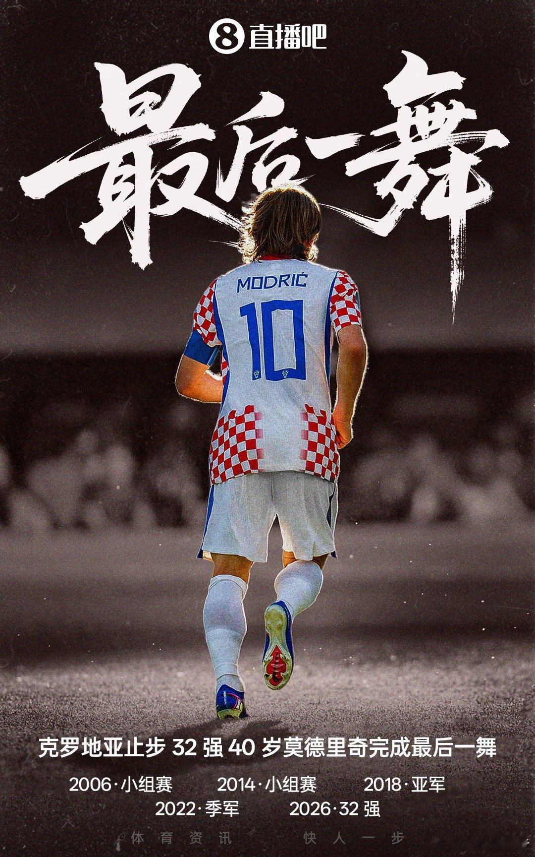 2026世界杯1/16决赛，克罗地亚不敌葡萄牙，止步32强。40岁莫德里奇的5届