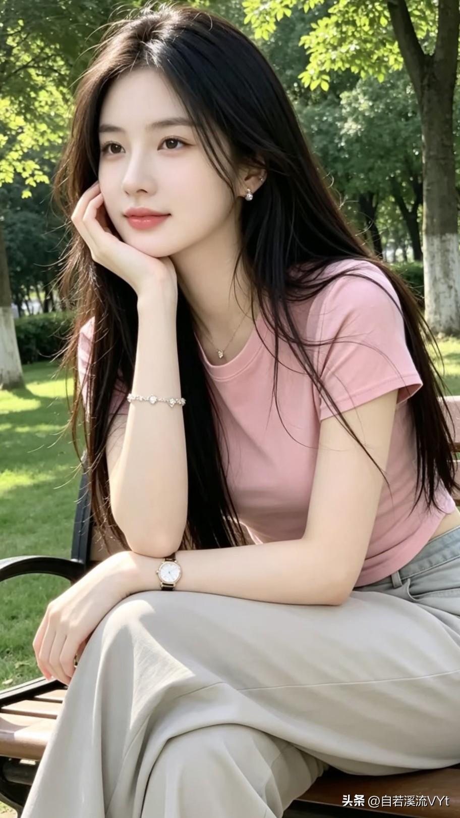 如梦令·林间闲睇
 
翠叶疏光摇影，纤手轻支腮鬓。
浅笑沐柔风，眉目清和娴静。