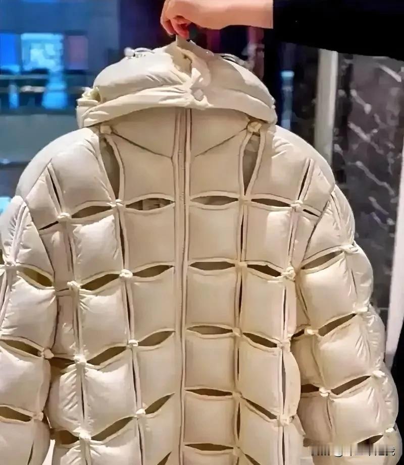 这羽绒服！

我第一眼还以为是包浆的豆腐块，

再看是串起来的豆腐块，

直到我