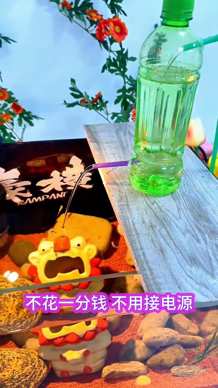 自制鱼缸增氧器。
不花一分钱不用接电源，用一个饮料瓶和两根管就能自己制作一个养鱼