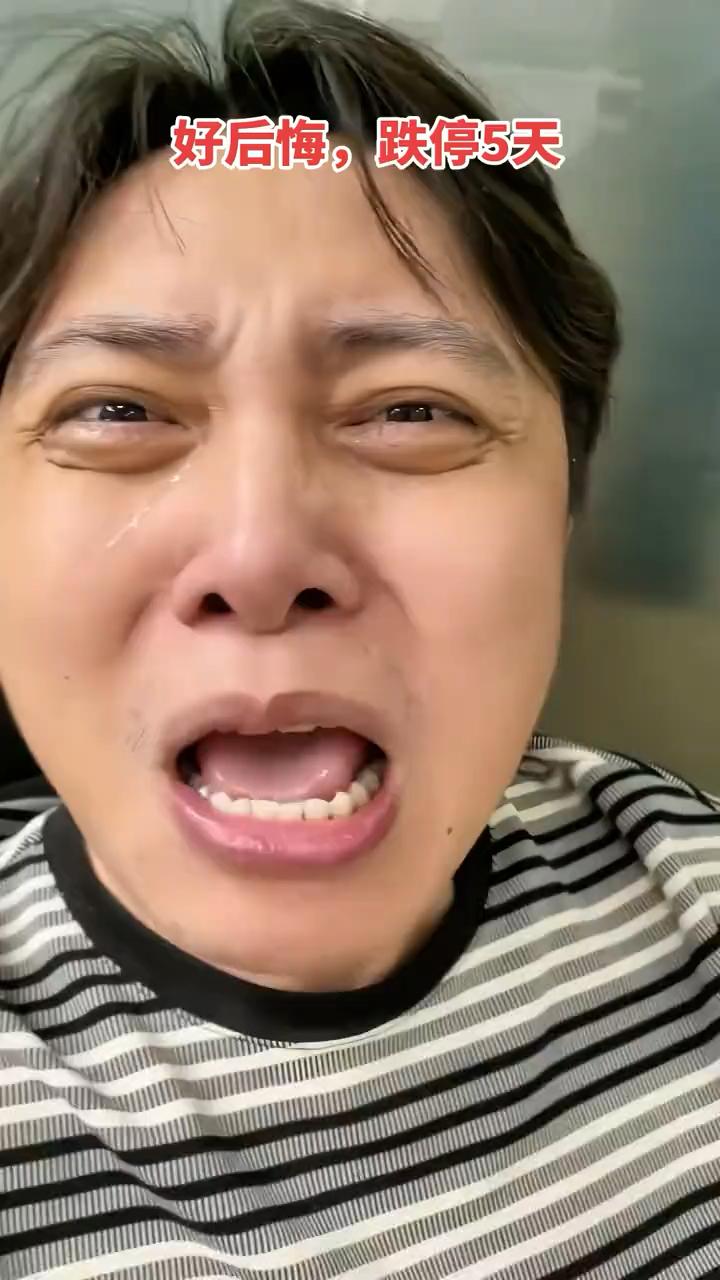 好后悔，跌停5天。
5天跌停，多么痛的领悟，这是我的全部。你好糊涂，劳动节。