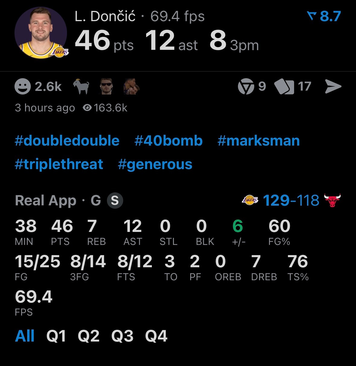 湖人战胜公牛41岁又见全力詹东契奇夯爆了东契奇太强了，回到了赛季初那个状态啊感觉