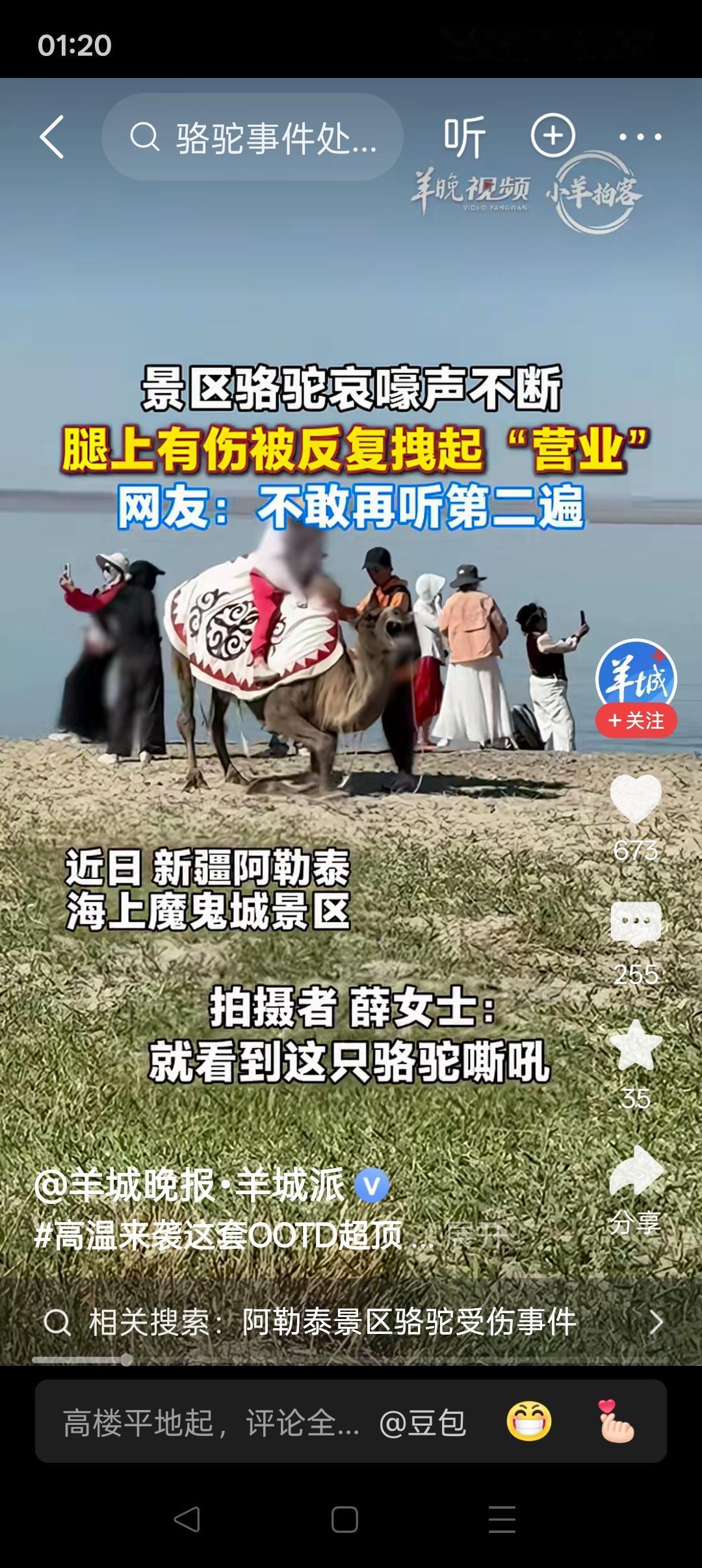 希望善待动物，这是现代文明的必修课！

有游客在新疆阿勒泰海上魔鬼城景区拍到，一