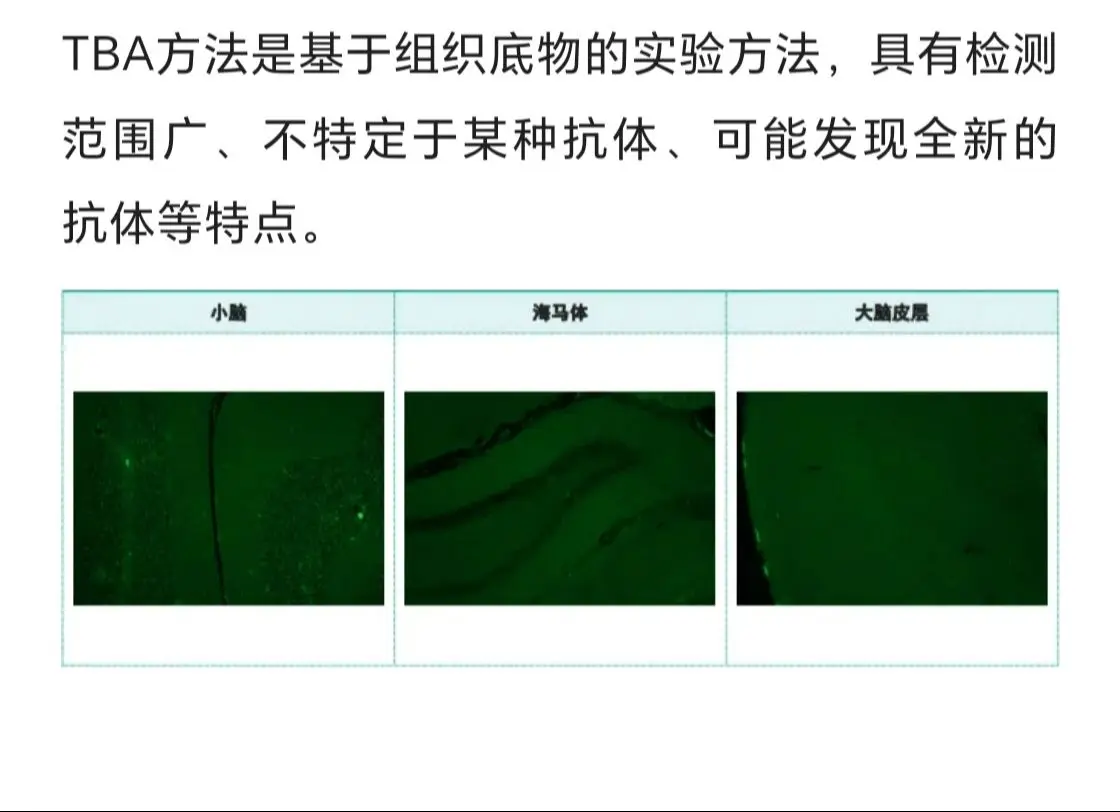 TBA方法。TBA方法是基于组织底物的验方法，具有检测范围广、不特定于...