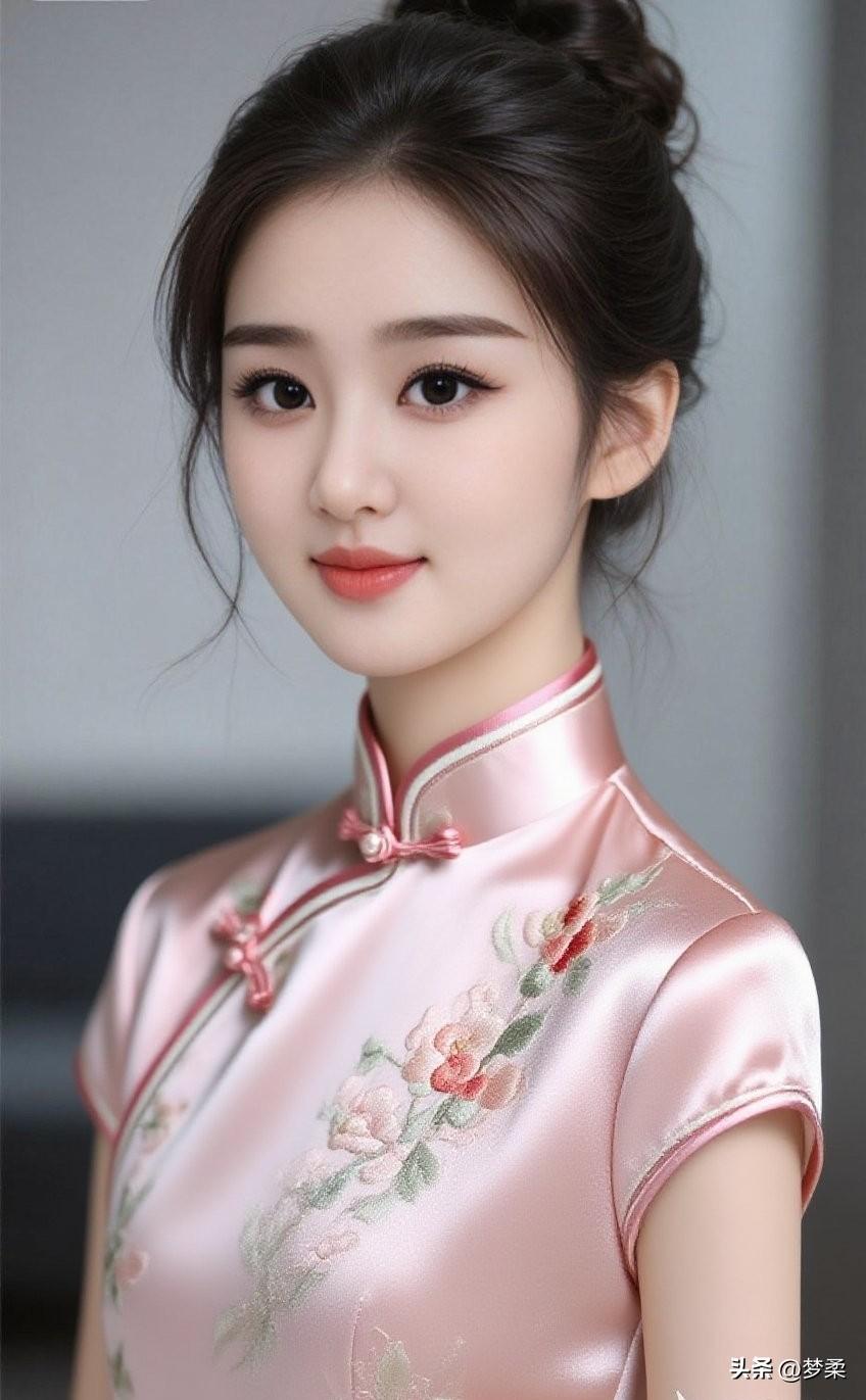 温柔古典的粉色旗袍，尽显东方女性的优雅与柔美！