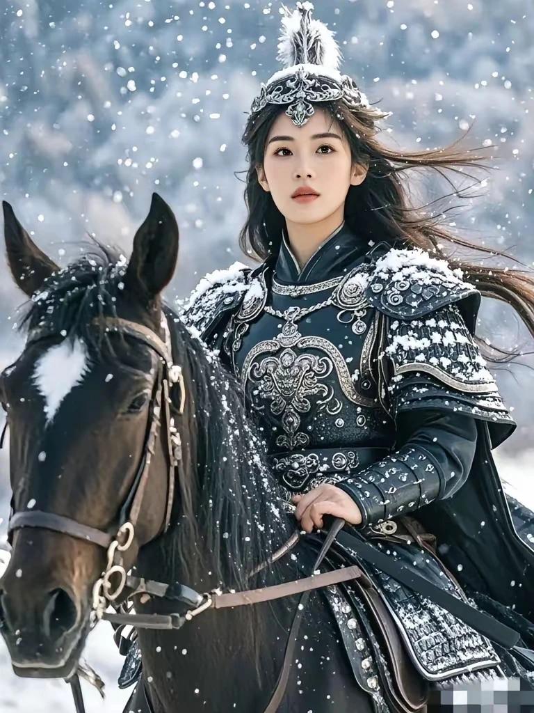 寒锋沥雨映狰狞，
甲胄凝霜万虑平。
独立荒陂风满袖，
塞北疆场是豪雄。