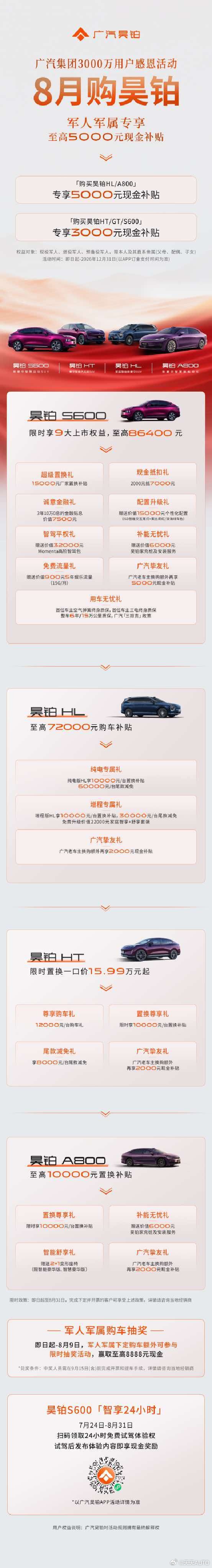 新华AUTO:8月购昊铂全系享限时礼遇 军人军属再享至高5000元现金补贴更有昊