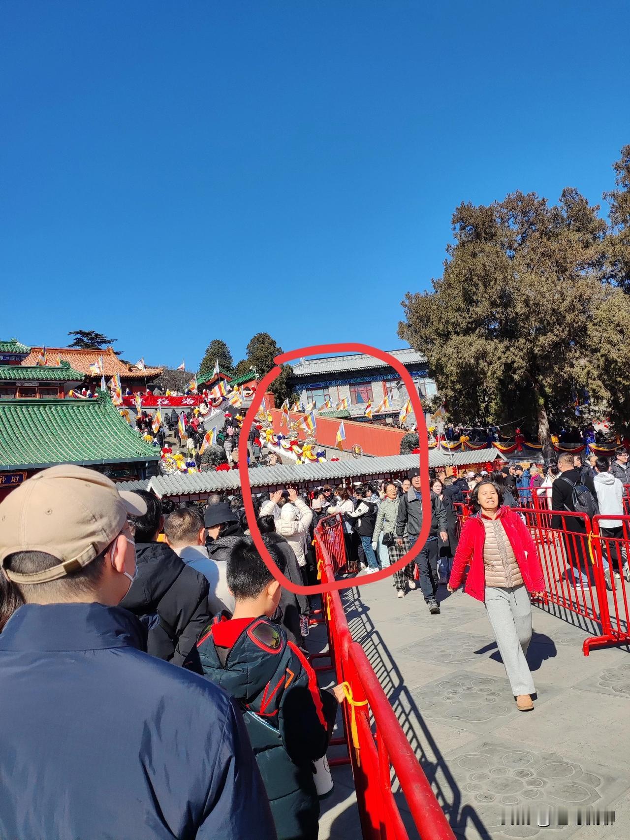 今天八大处庙会，遇见一个让人感到挺有意思的事情，那就是有的人思想和行动挺分裂的，