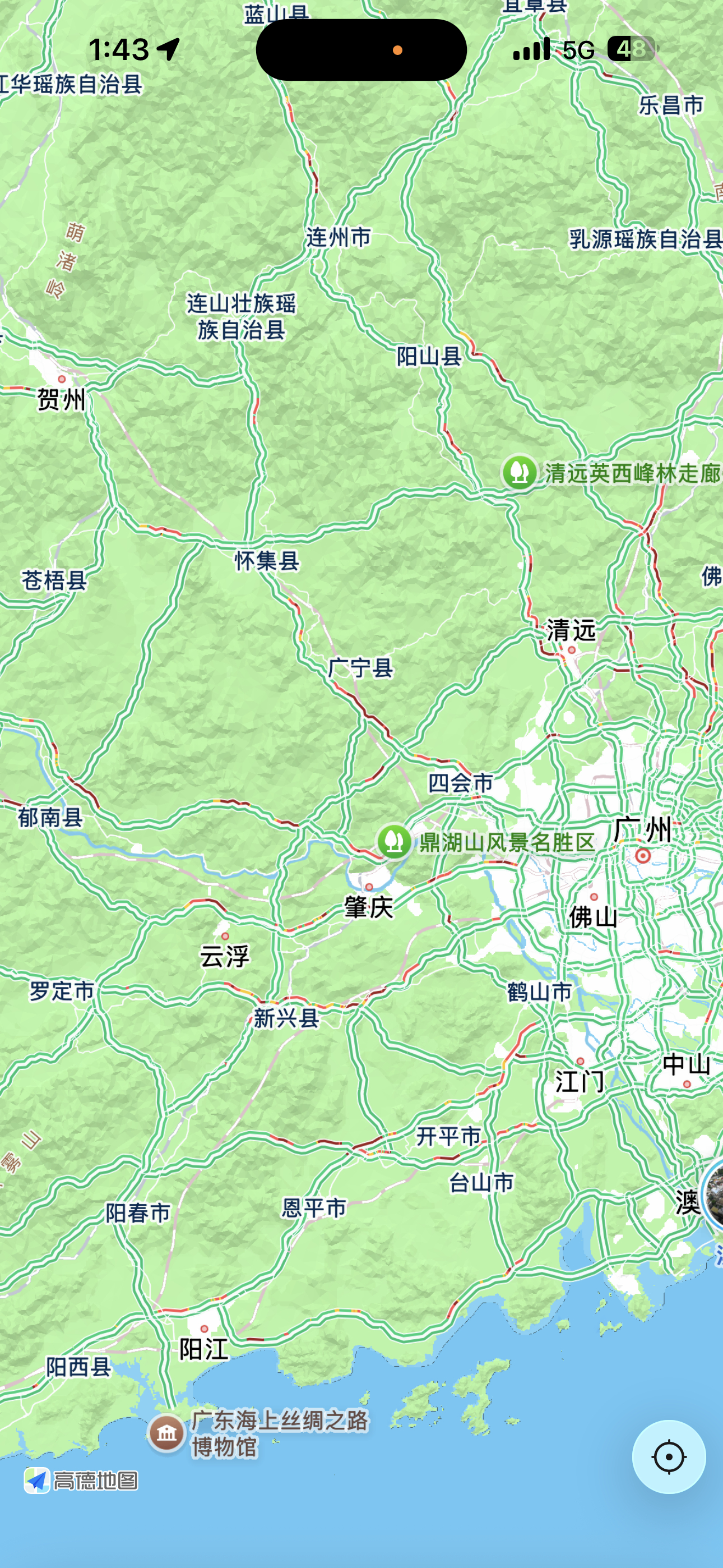 凌晨全国各大主要城市的交通拥堵情况，广东和江浙领先全国，经济活力体现在各个方面 