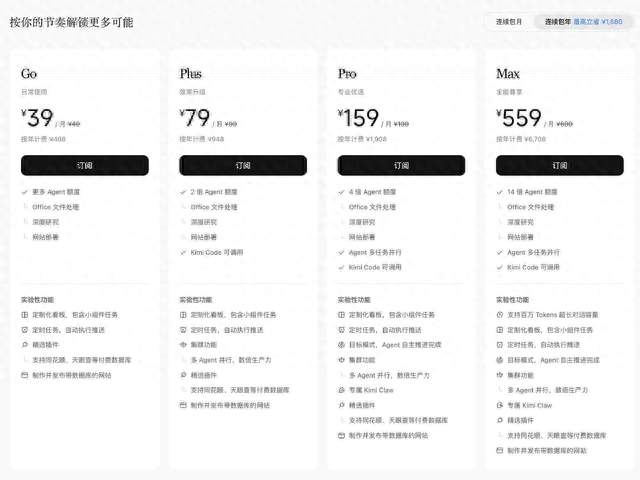 Kimi暂停订阅两个月后上线新套餐，Code没有拆出去单卖