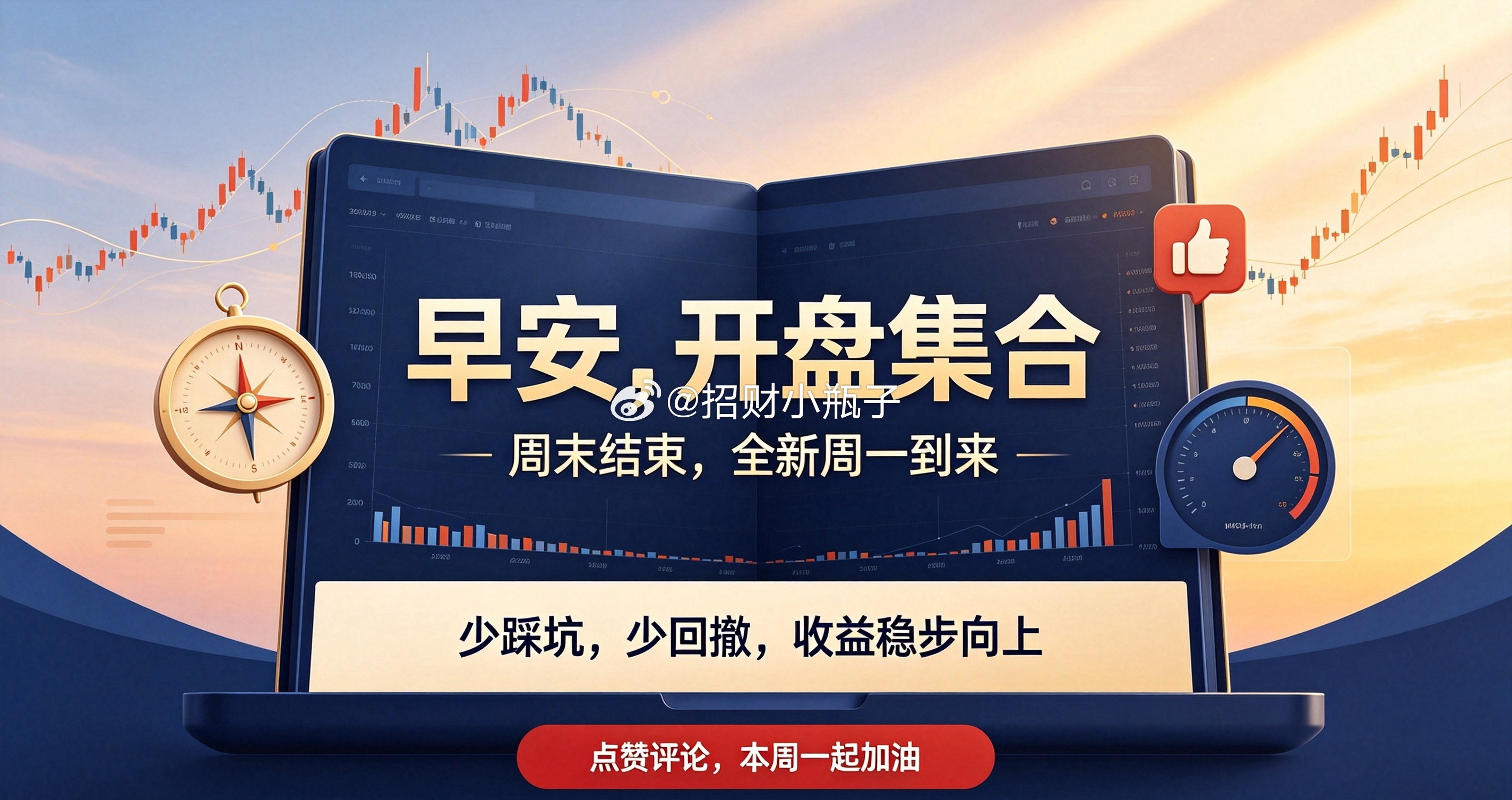 大家早上好！周末休整完毕，全新周一即将开盘📈老朋友们来打卡签到，点赞评论集合报