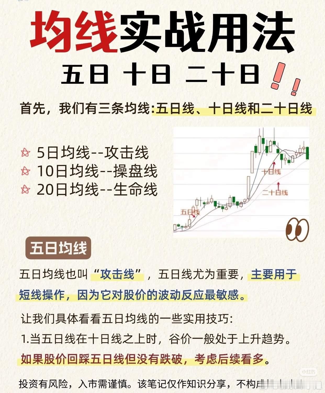 均线实战用法总结（言简意赅版）：1. 核心均线定义：   - 5日线（攻击线）：