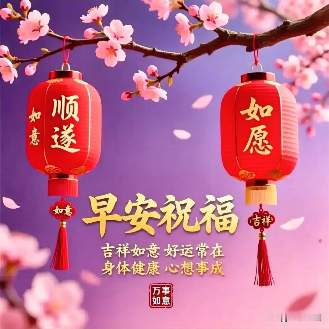 早安祝福，万事如意，顺遂如愿！🌸🏮