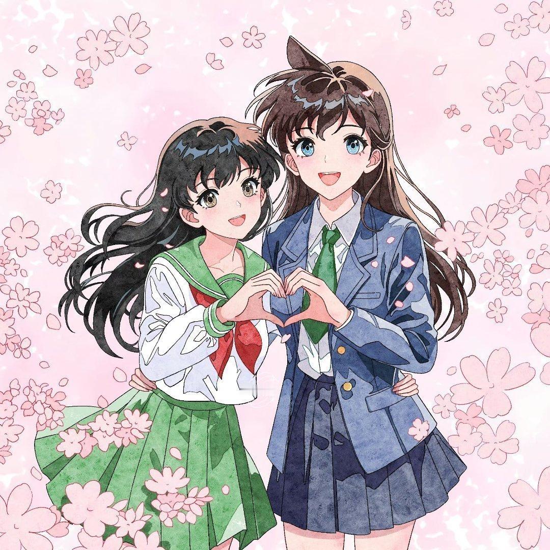 名侦探柯南[超话]小兰 与戈薇比心 二次元漫画 画师X:kongzhurus ​