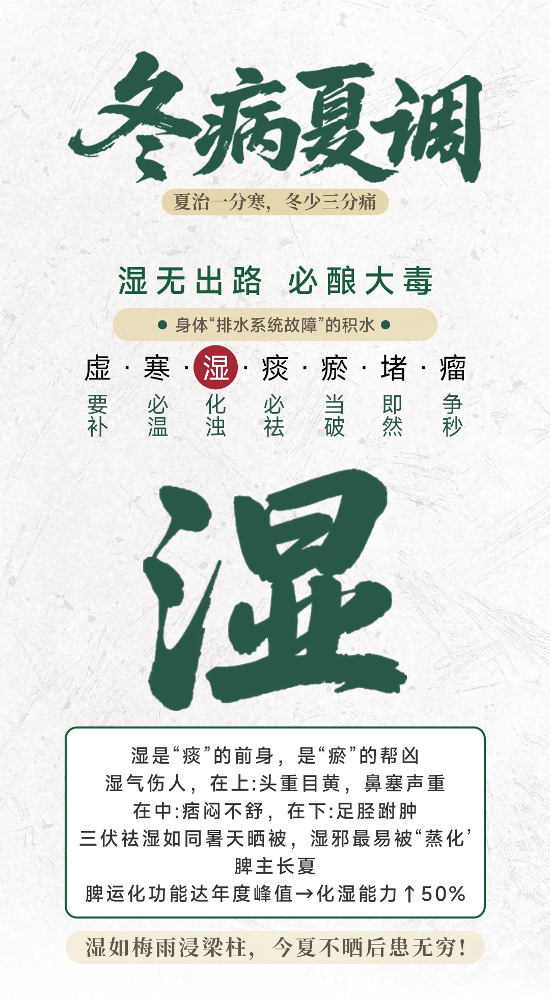 🔥三伏天，湿寒虚调理黄金时！​ 🔥夏排一分湿，冬少三分寒！​ 💧...