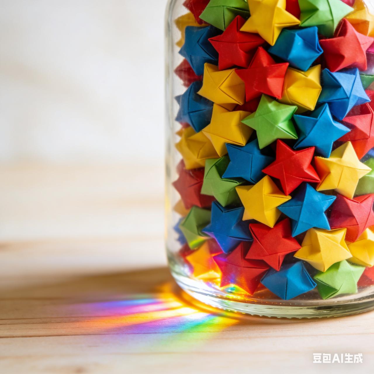 我收到了五个五角星，是一个二年级的小姑娘送给我的，她亲手折的。

这五角星是用那