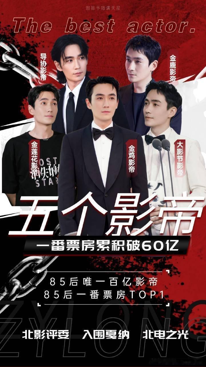 85后男演员只有朱一龙真正在电影圈立住了，5个影帝在手，一番票房60亿，85唯一