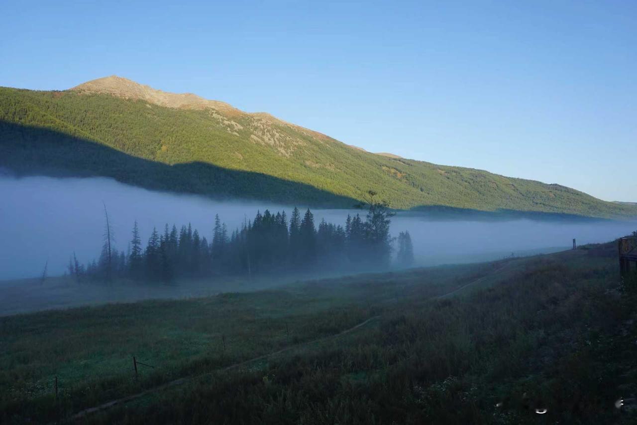 看到以前在喀纳斯神仙湾拍的照片。对多数游客来说，图左景色容易见到，而图右则需点运