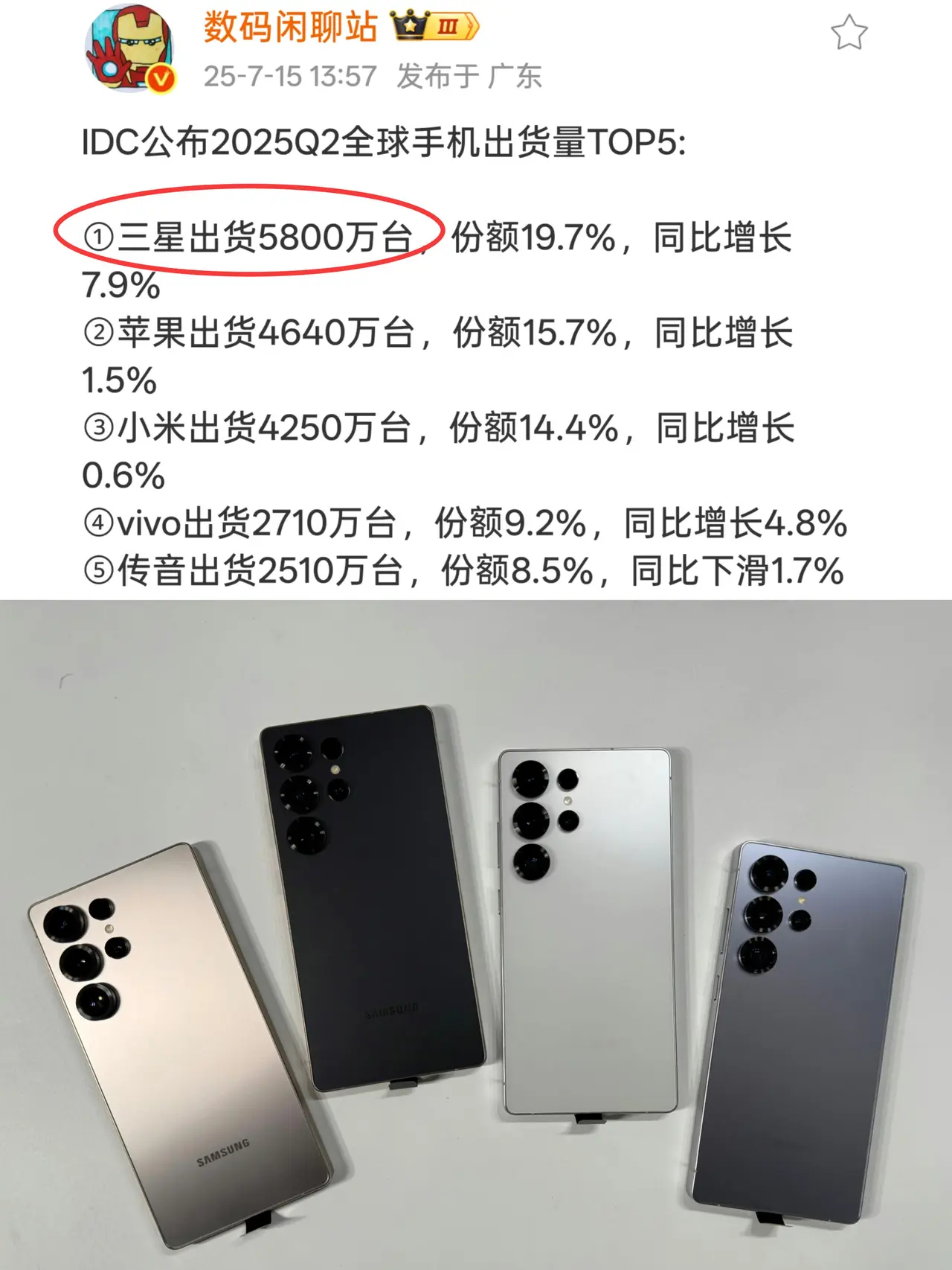 三星手机明明全球销量吊打苹果小米，为什么在国内却彻底凉凉？最新数据又拿了个世界第