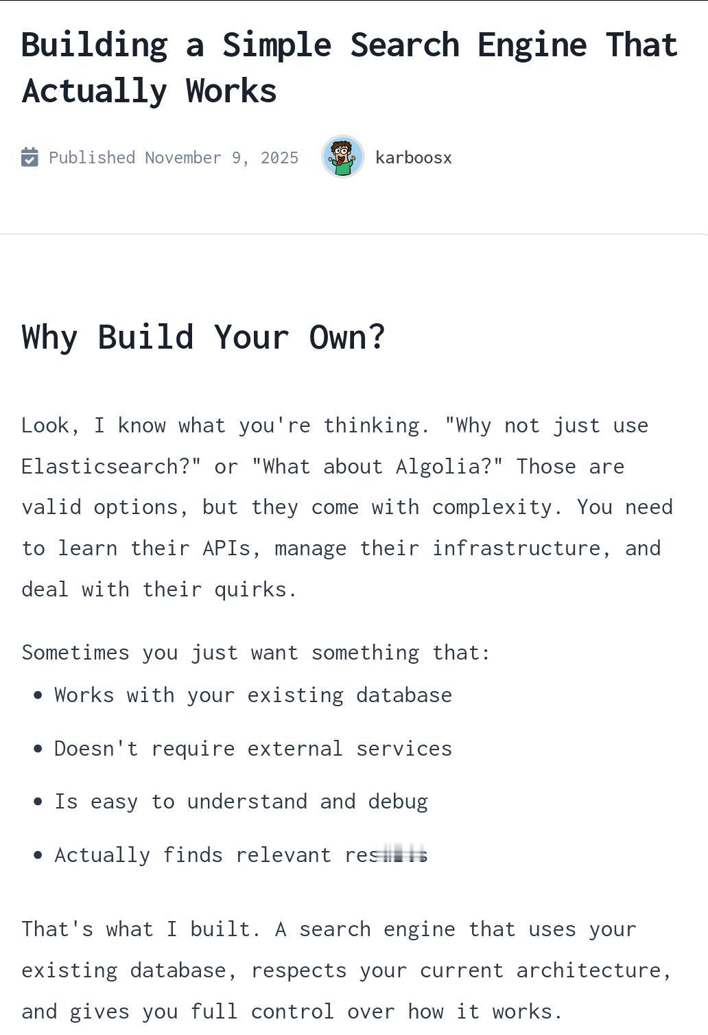 构建一个真正有效的简单搜索引擎karboosx.net/post/4eZxhBo