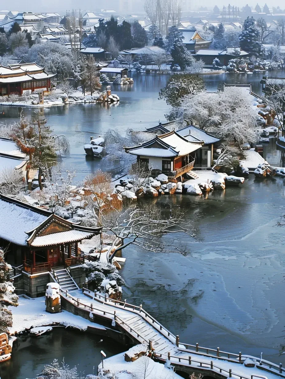 冰雪映衬下的古典园林，尽展老祖宗审美韵味