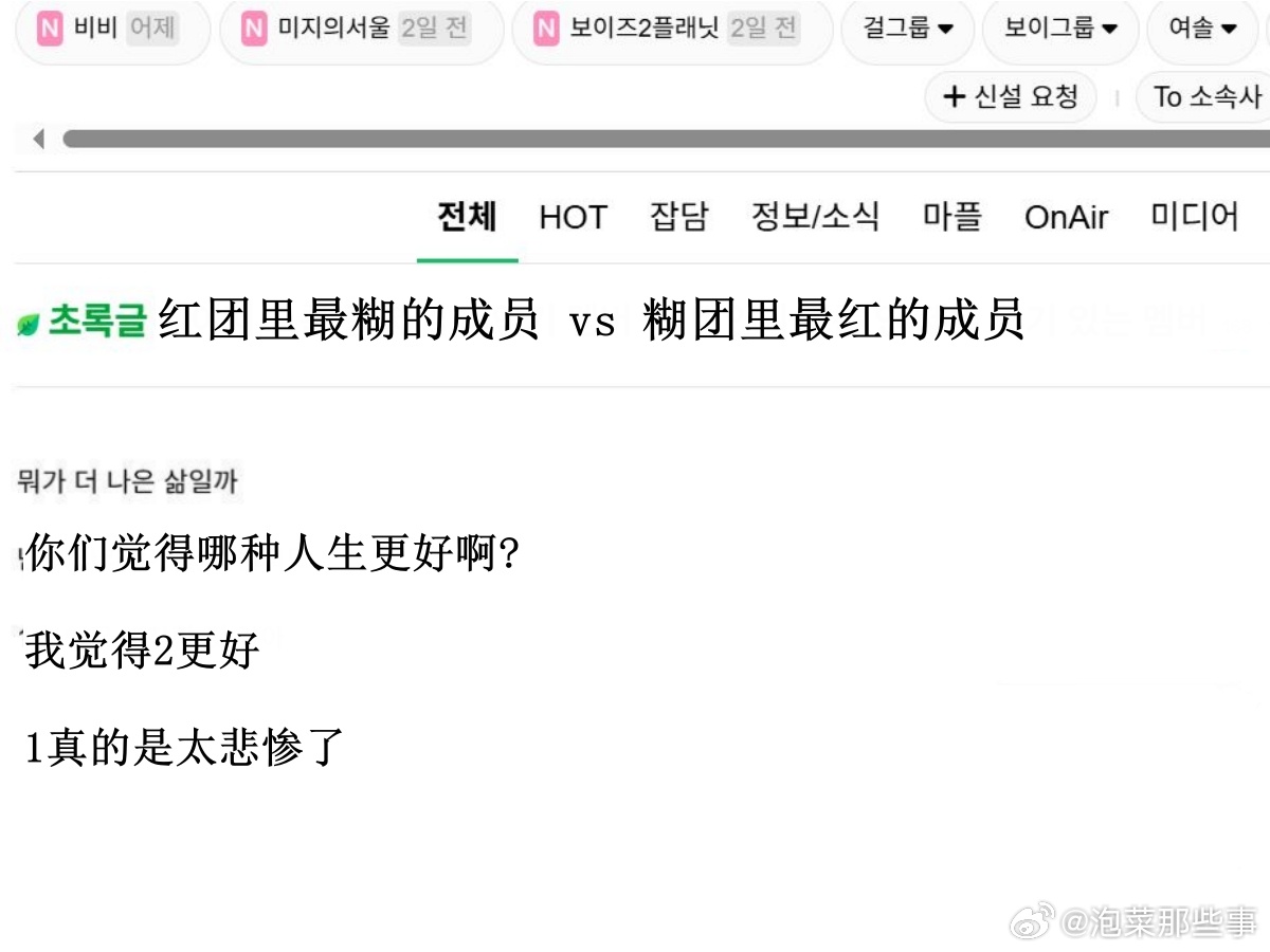 🔥韩网热帖评论翻译🔥红团铁back vs 糊团大top 你觉得哪种人生更好?