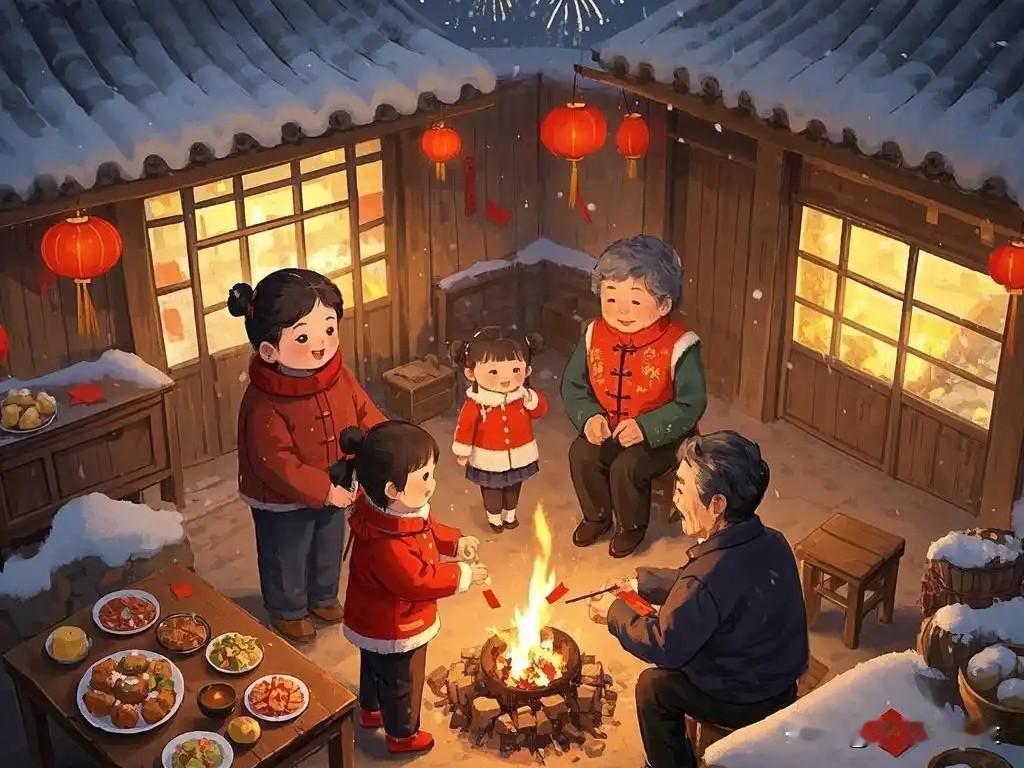 · 核心习俗：祭祖、吃团圆饭、守岁、发压岁钱。
· 年味所在：一家人团聚，在灯火